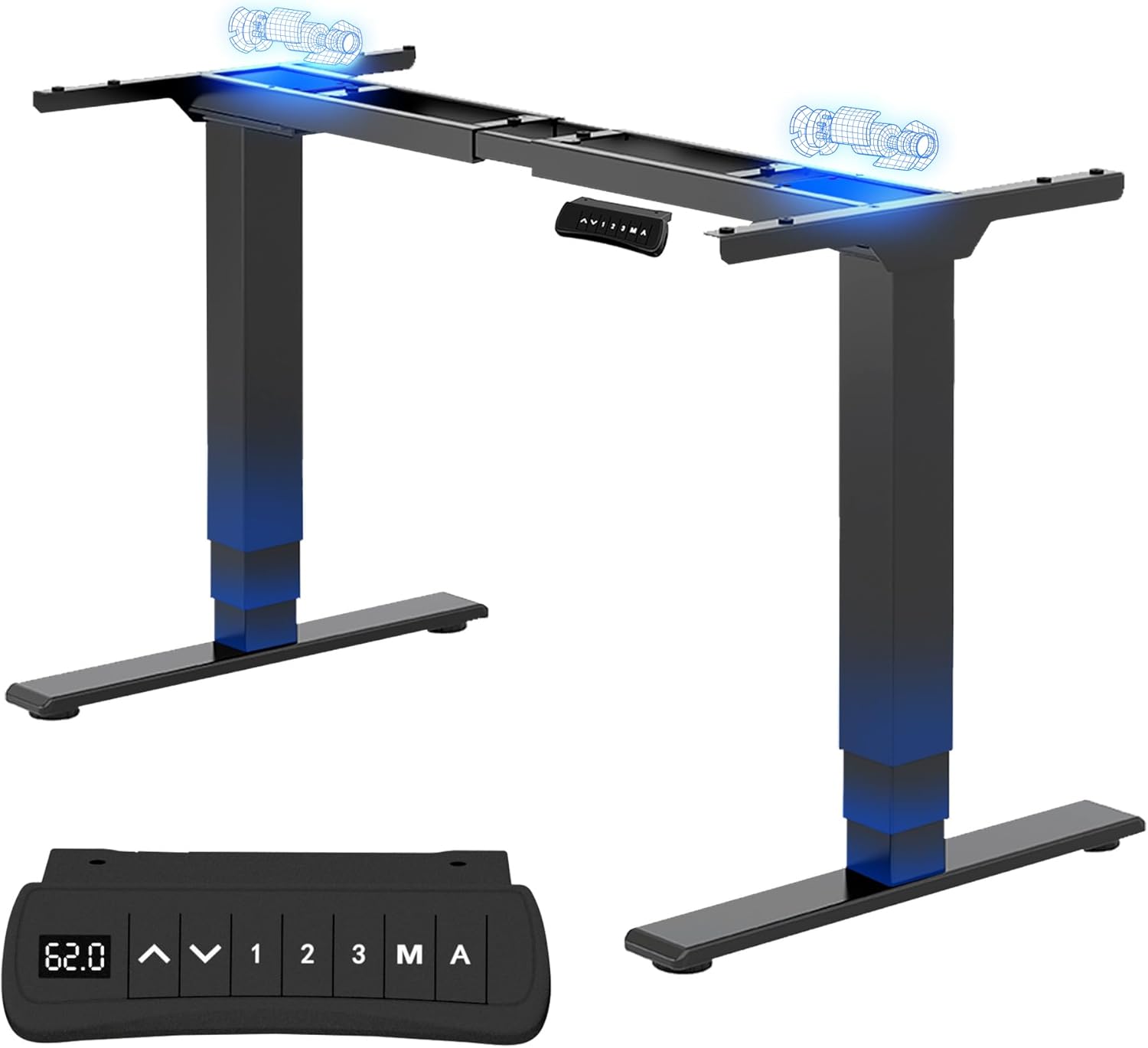 FLEXISPOT Höhenverstellbarer Schreibtisch Elektrisch Tischgestell mit 2 starken Motoren, Super Belastung 160KG, 3-Fach-Teleskop, Memory-Steuerung, LED Höhenanzeige (PRO Schwarz)