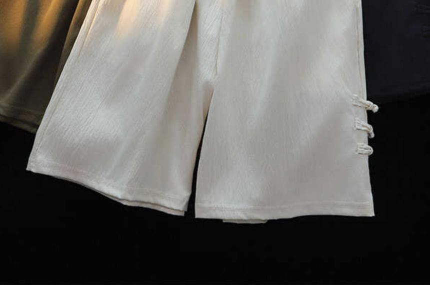 Fushet - Elastische taille, effen shorts met knoopdetail