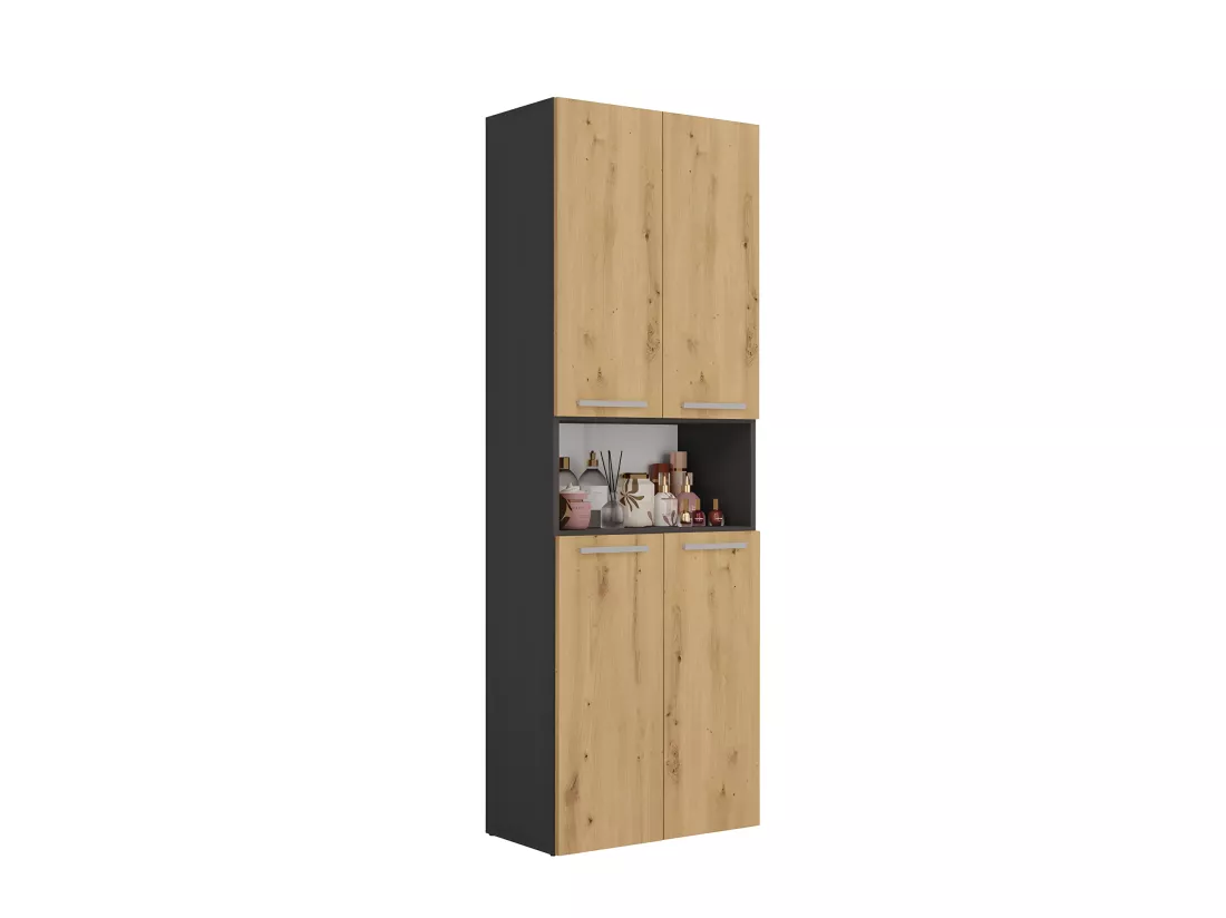 MOBY - Armoire de salle de bain avec 2 paniers à ligne - Rangement sdb - 174x60x30 - Meuble colonne
