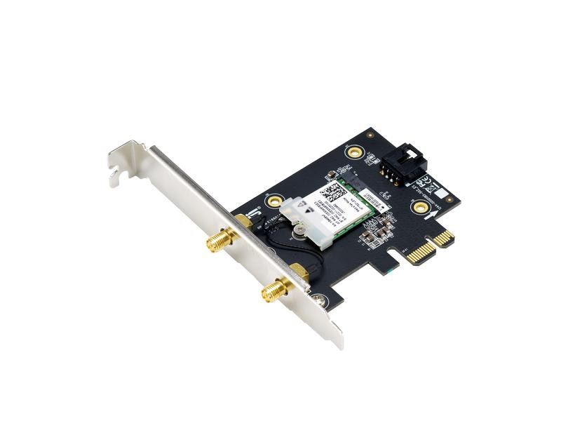 ASUS WLAN-AX PCIe Adapter PCE-AX1800 BT5.2 AX1800 Dual Band PCI-E WiFi 6 (802.11ax). Bluetooth 5.2, WPA3-Netzwerksicherheit, OFDMA und MU-MIMO