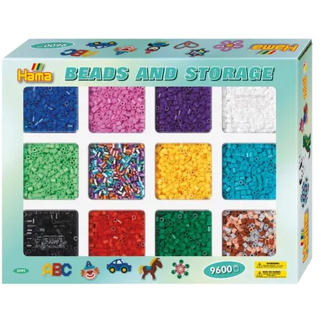 Hama Bügelperlen Midi, ca. 9600 Stk in Sortierbox, 10 versch. Farben, 2 Mischungen