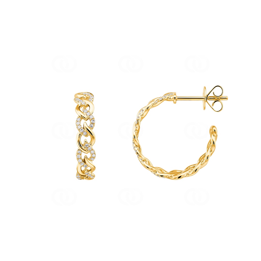 Kreolen 750/18 K Gelbgold mit Diamanten 0.18 ct H/si