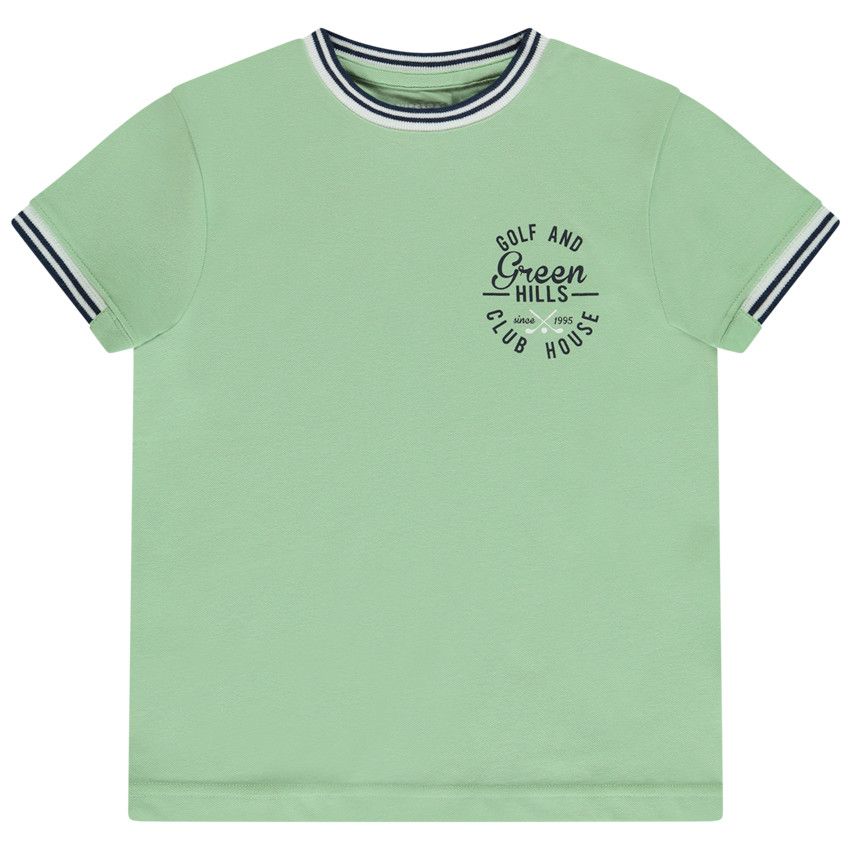 T-shirt manches courtes en coton piqué pour garçon - Vert