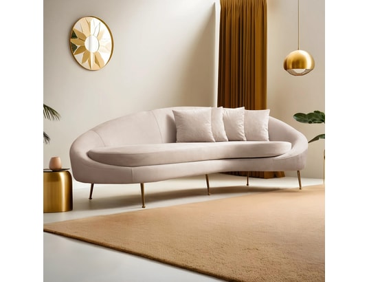 CONCEPT1 - Canapé tissu Eses 3 places droite beige 255 x 120 x h85