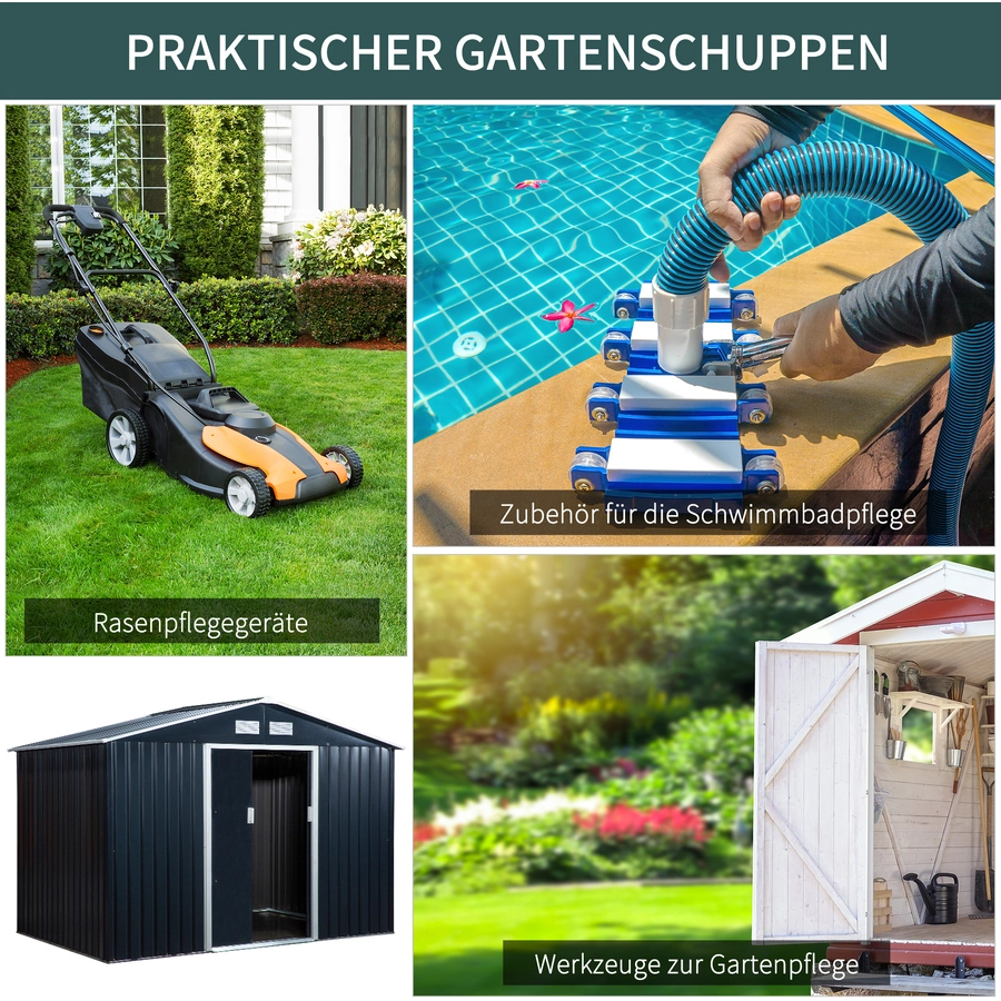 Outsunny Gartenschuppen kohlegrau