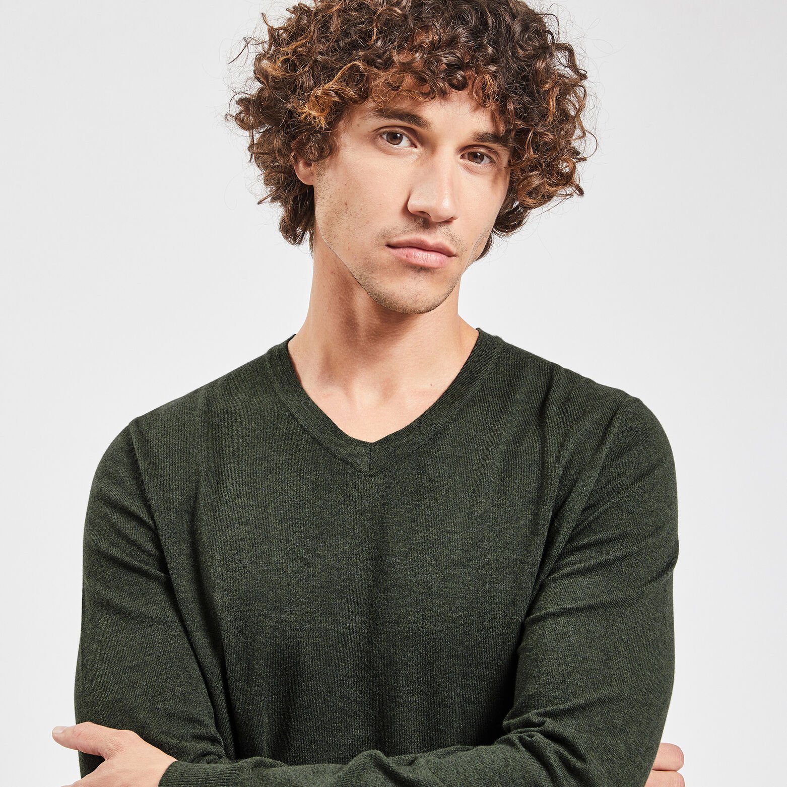 Pull essentiel à col v Vert
