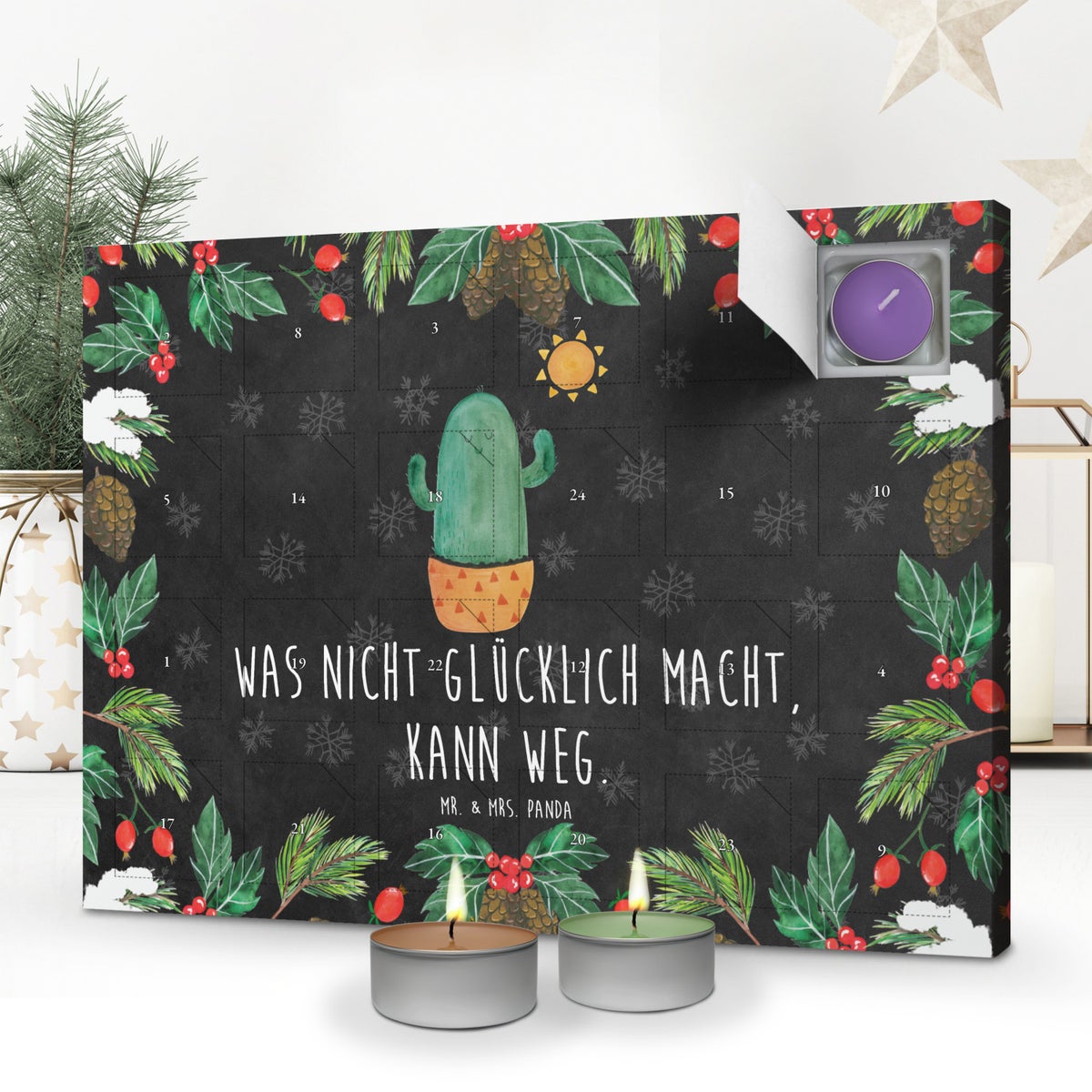 Mr. & Mrs. Panda Geurkaars Adventskalender Cactus Zon - Zwart