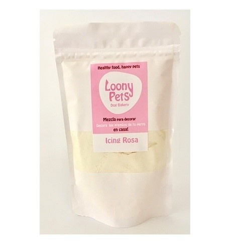 Glacê rosa natural Loonypets para decoração de bolos