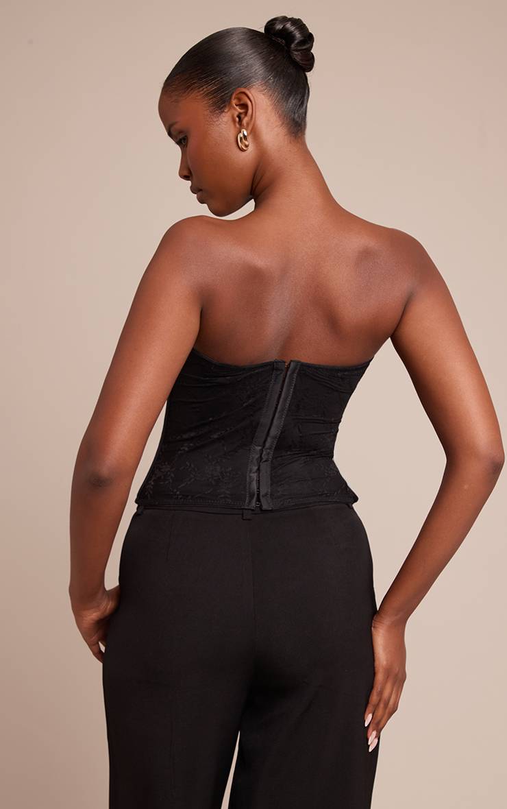 Noir Corset Bandeau En Dentelle Avec Détails D'agrafes Et D'œillets