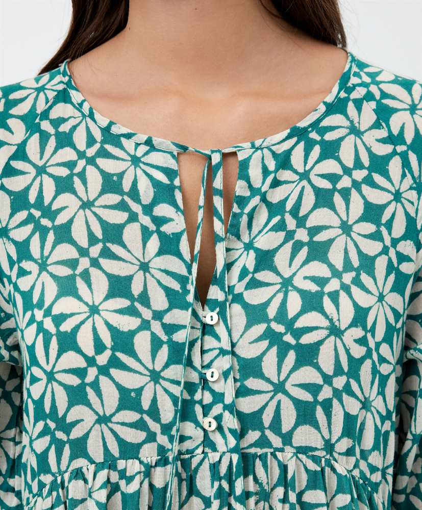Vestido túnica, 100% algodão, estampado
