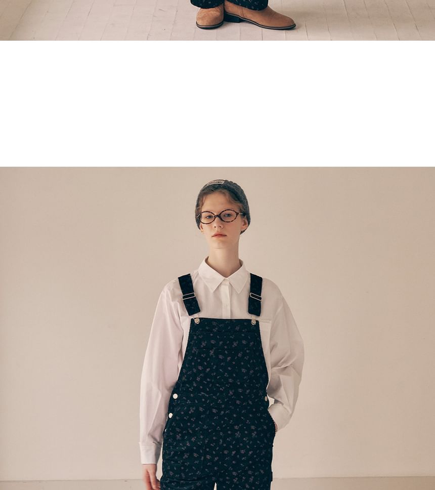rolarola - Bloemen corduroy overall broek (zwart)