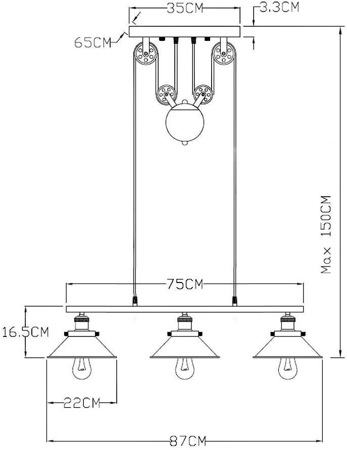 Industrielle Vintage Deckenpendelleuchte, Retro Riemenscheibe aufgehängt Rise and Fall Hängelampe E27 Antike verstellbare schwarze Metallrohr Kronleuchter, Lampe für Kitchen Island Bar Flur Esszimmer