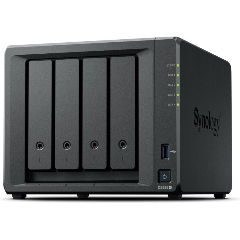 Synology DiskStation DS925+ serveur de stockage NAS Ryzen Embedded V1500B 4 Go DDR4 0 To Noir