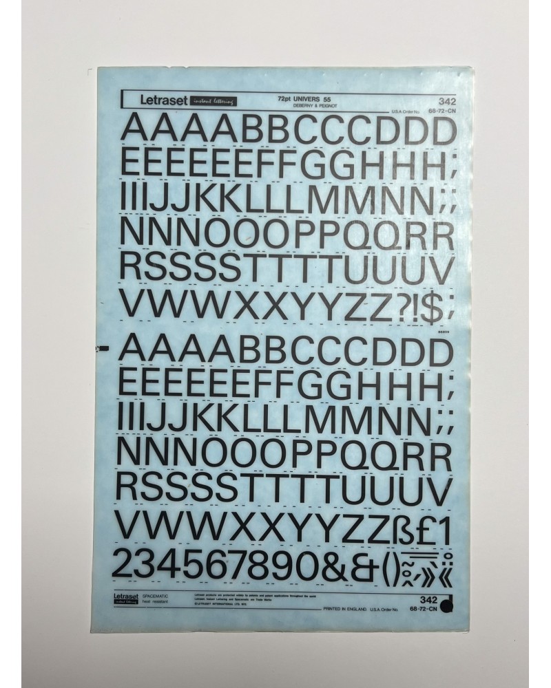 Letraset 342 - UNIVERS 55 -72pt
