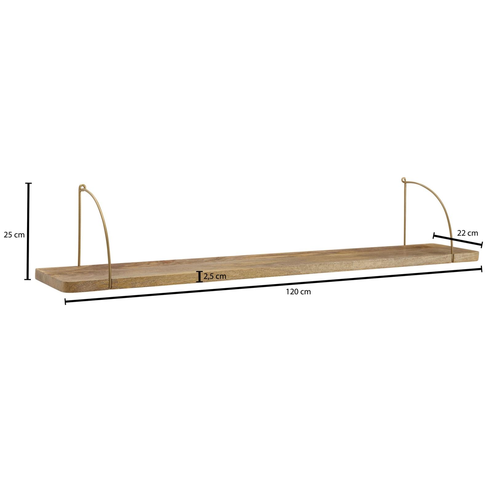 Wandregal - Mango hellbraun - 120 cm breit