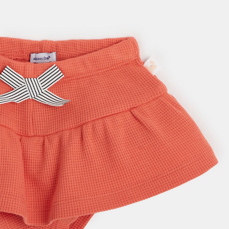 Jupe-short bébé fille en coton nid d'abeille orange Absorba Orange
