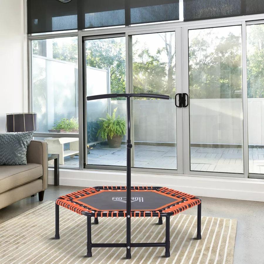 HOMCOM Fitness-Trampolin mit Haltegriff schwarz, orange