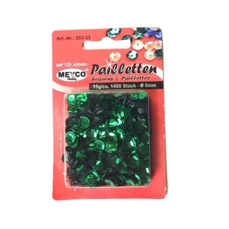 Meyco Pailletten grün metallic, 1400 Stück, 6mm, 15g