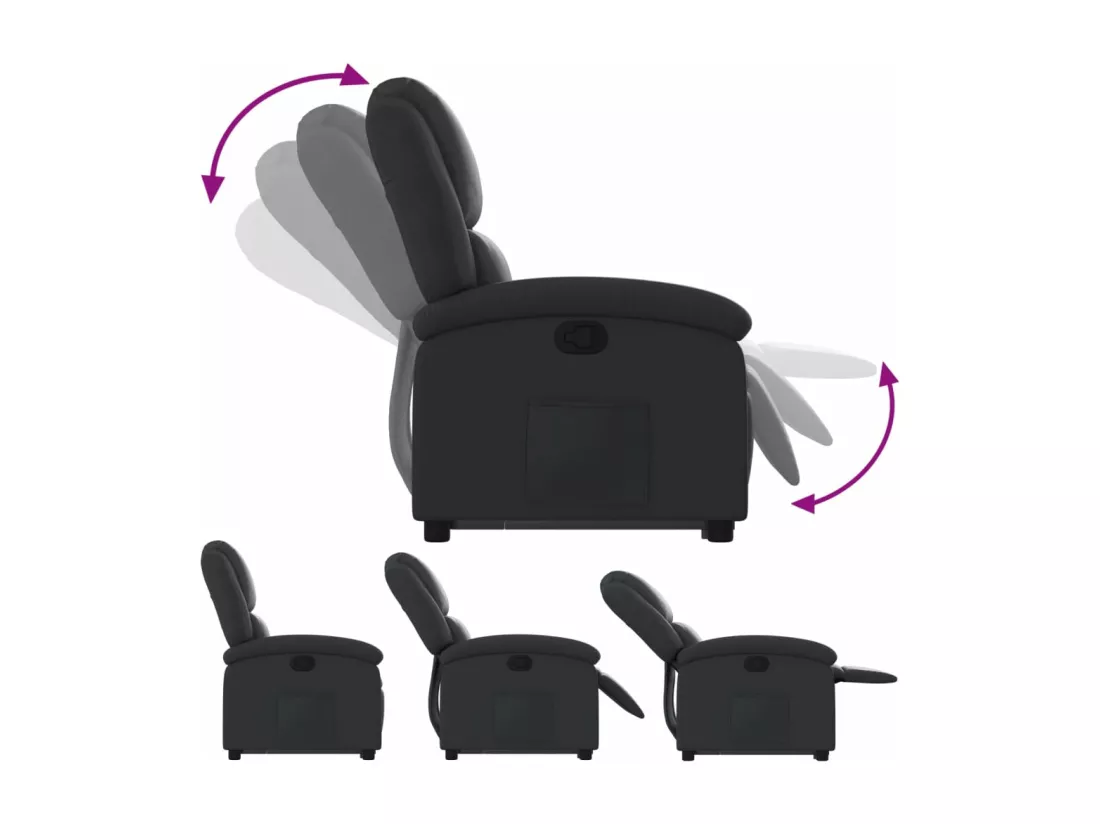 Fauteuil inclinable noir cuir véritable