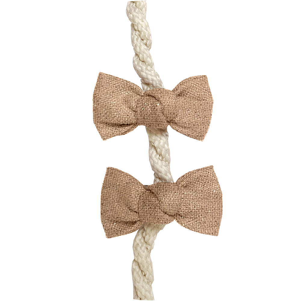 Barrettes Clic-Clac Petits Noeuds Gaze Pailletée Camel