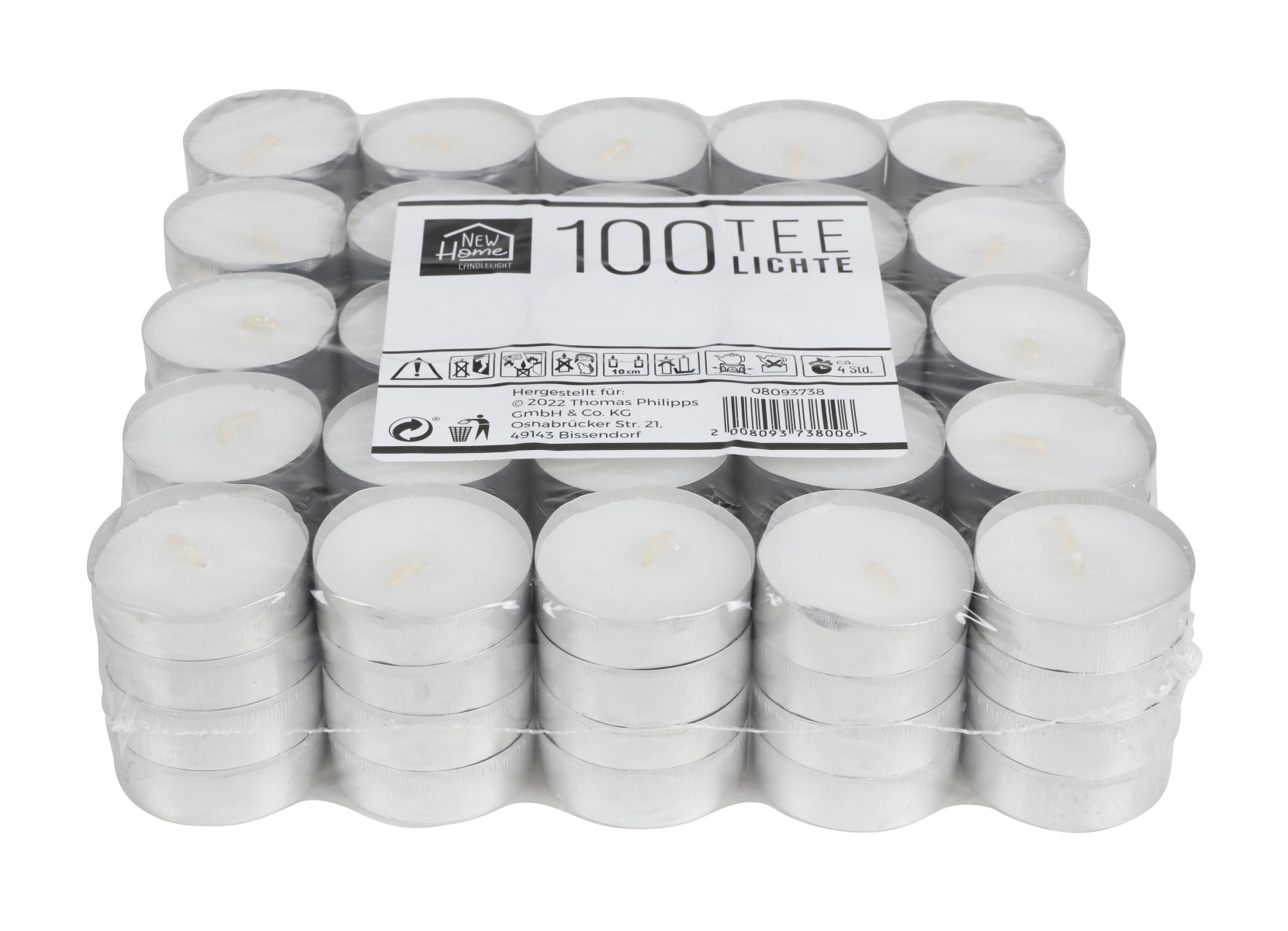 Teelichter 100er-Pack 4h Brenndauer