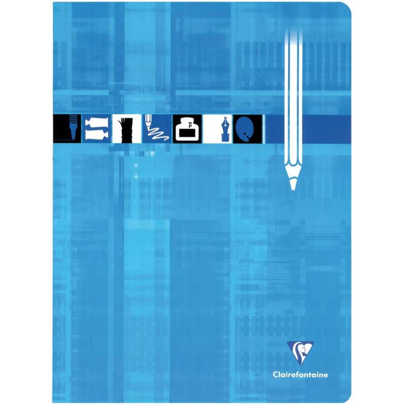 Cahier Dessin piqué 24x32cm 24 pages uni Couleur aléatoire - Bleu