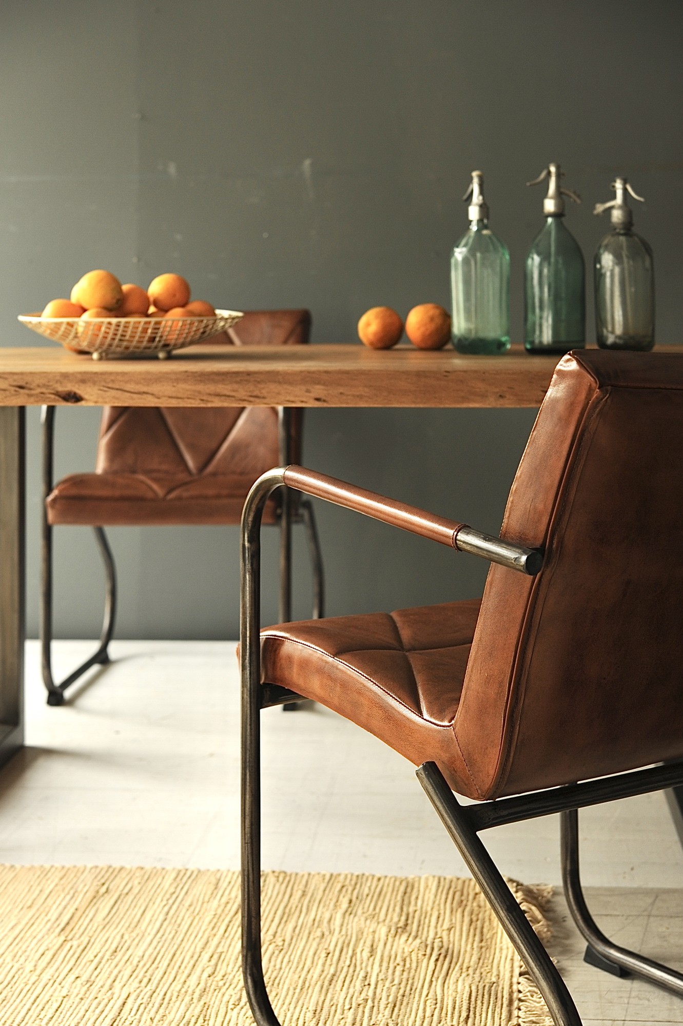 Lederstuhl 'Jess', braun, B 53 cm, L 65 cm, H 80 cm von fischer's lagerhaus