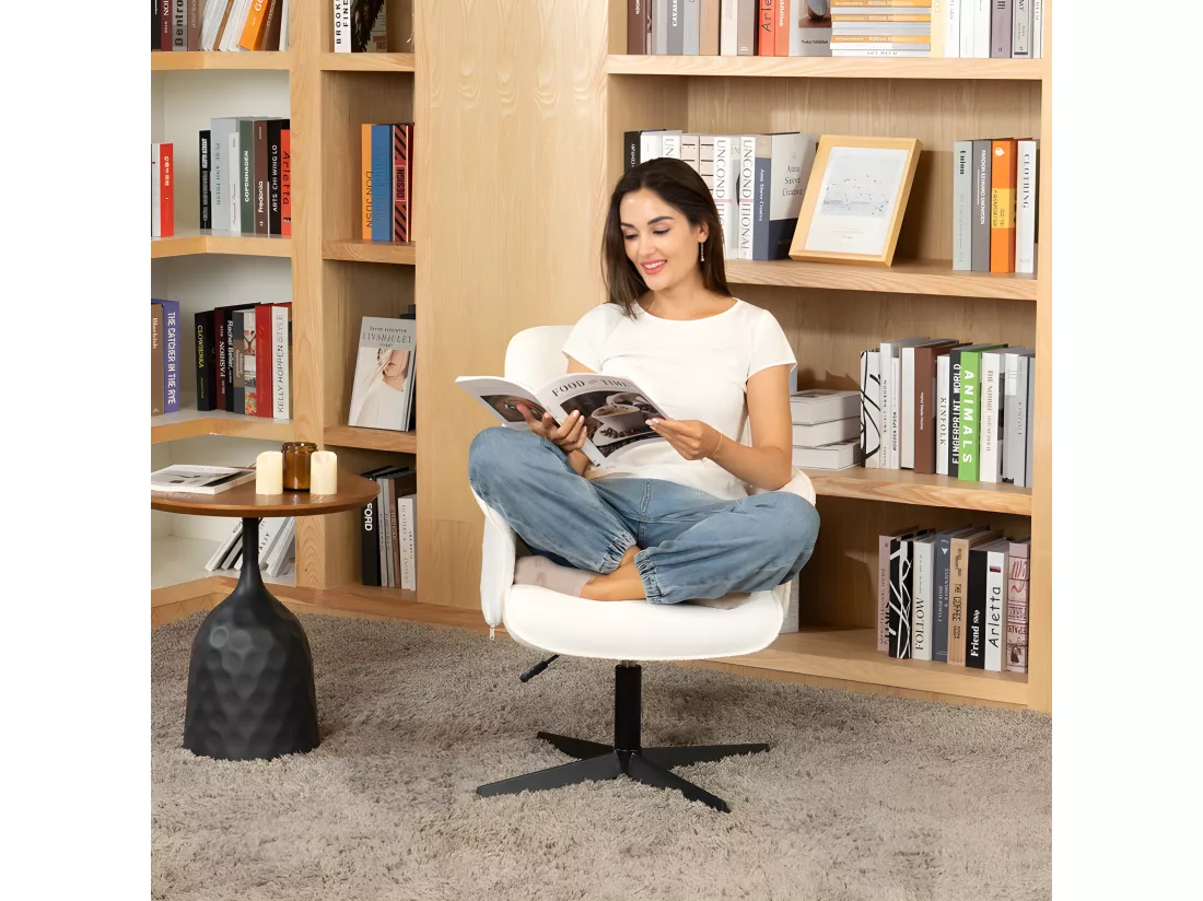 Fauteuil relax rotatif réglable en hauteur en bouclette,THOMASINA LEISURE