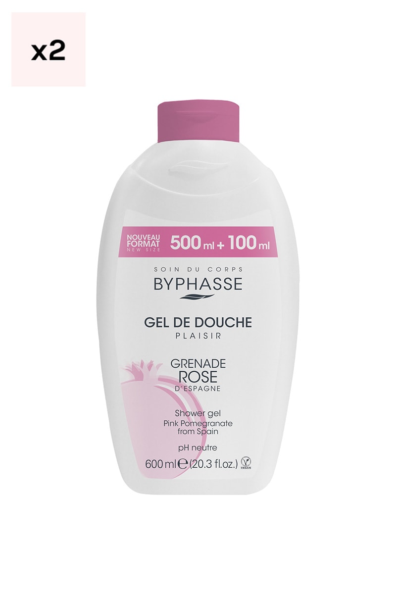 Gels douche - Grenade rose - Plaisir - 2 x 600 ml