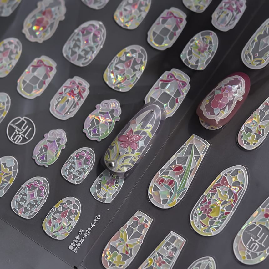 tomoni - Nail Art Stickers met Gebeitst Ramen