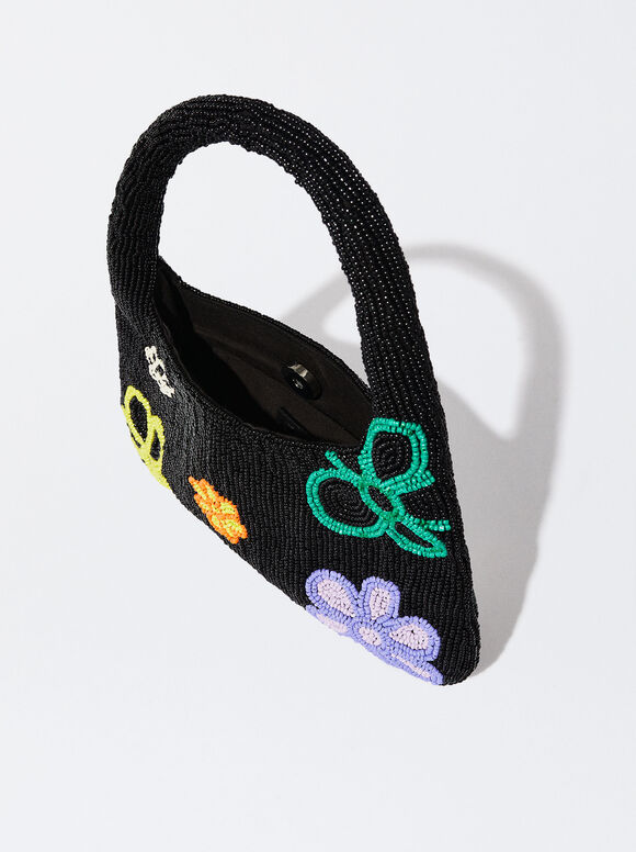 Bolsa de mão com miçangas - Preta