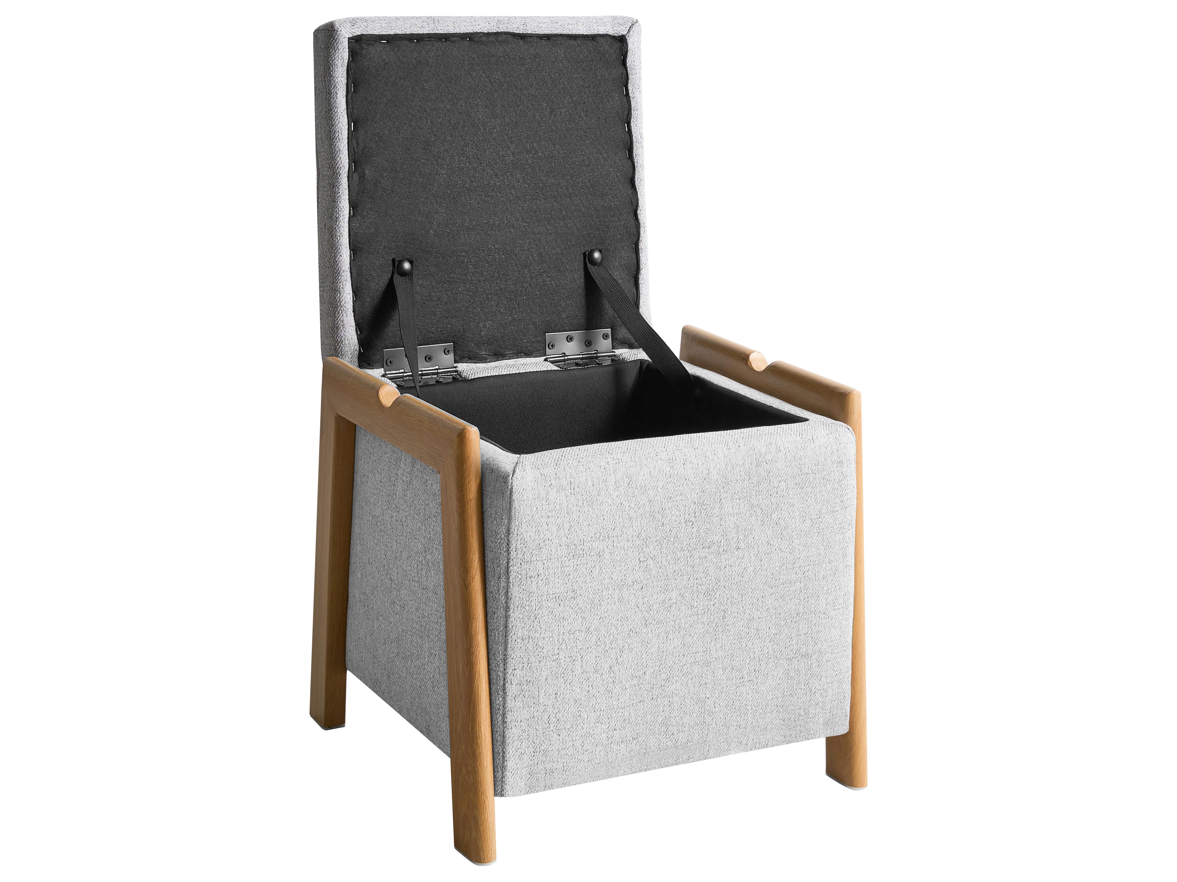 Poef met opbergruimte EDLAND Stof 45 cm 43 cm Lichtgrijs