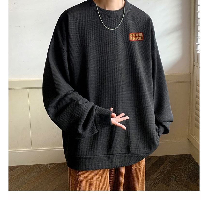 POSI - Sweatshirt met ronde hals en wafelmotief