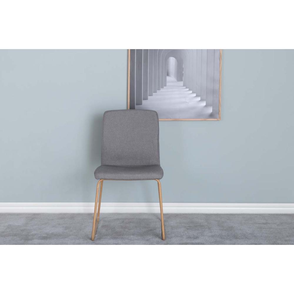 Chaise en acier imitation bois et gris mace (lot de 2)