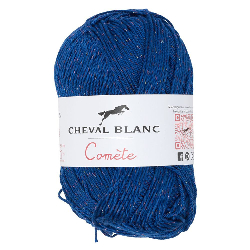 Pelote fil à tricoter coton et acrylique bleu roy 50g
