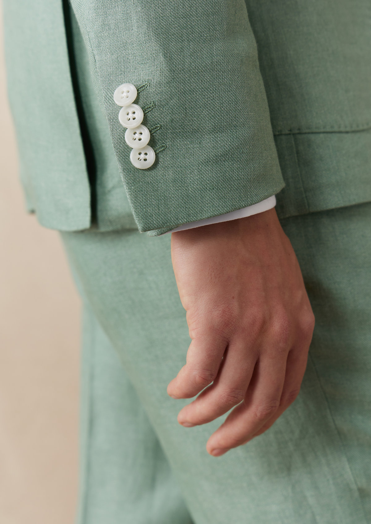 Veste coordonnable Regular en lin uni vert