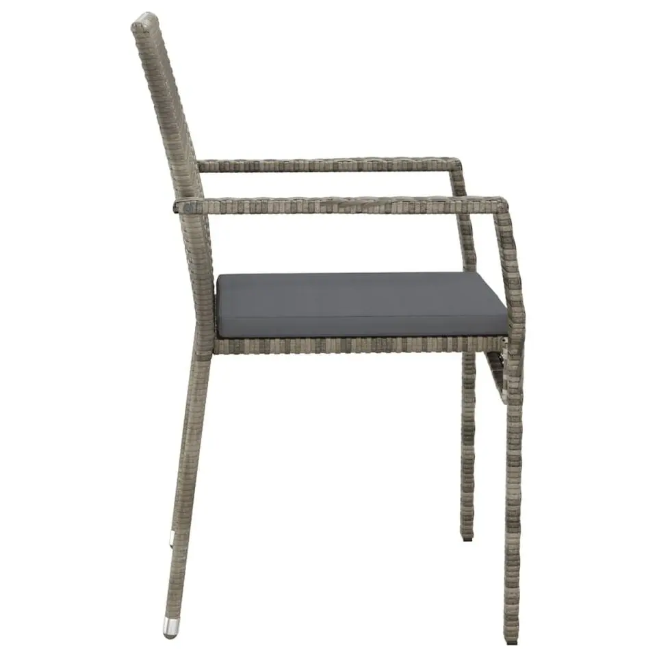 vidaXL - Tuinstoelen met kussens - Grijs - Poly rattan - 4 stuks