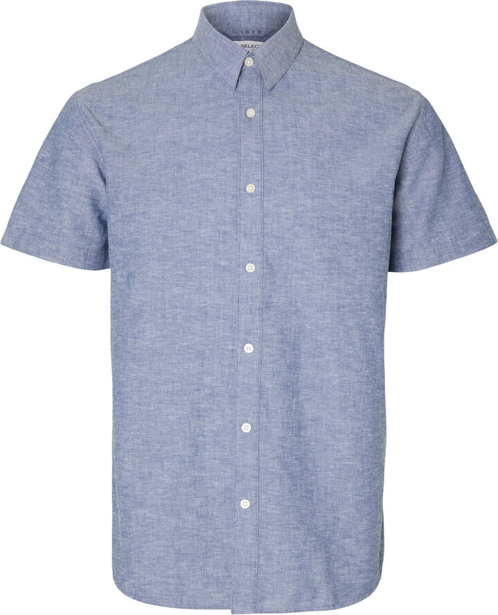 Selected Homme SLHREGNEW-LINEN SHIRT SS CLASSIC NO Blå