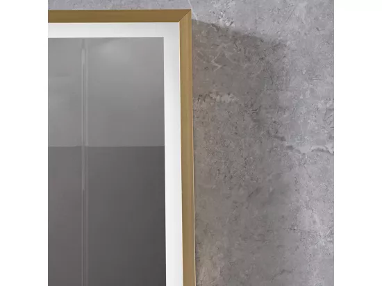 Miroir salle de bain LED 60x80cm anti buée avec cadre doré LB-126080G