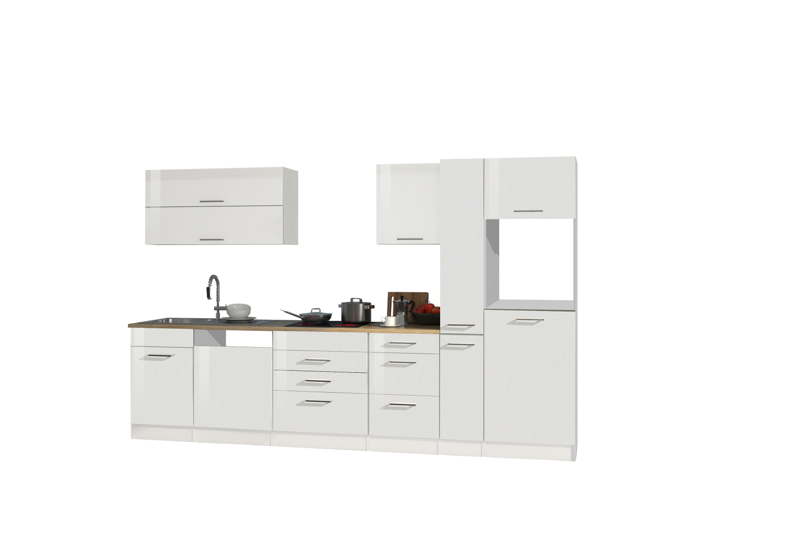 Küchenblock ROM - weiß Hochglanz- 330 cm