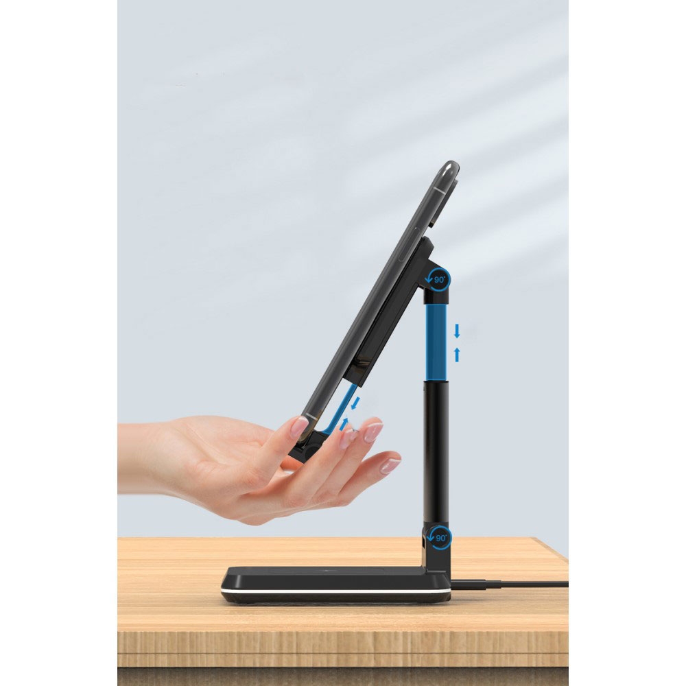 (10W) Faltbare Smartphone Dual Qi-Wireless Halterung 90° Grad Winkel- / Höhenverstellbar - Weiss