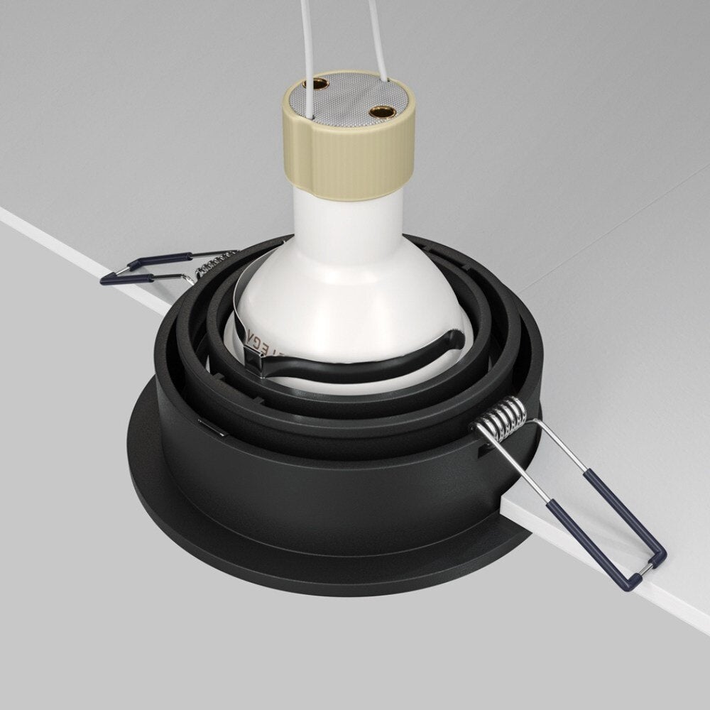Atom inbouwplafondlamp in zwart, GU10, rond, 92mm