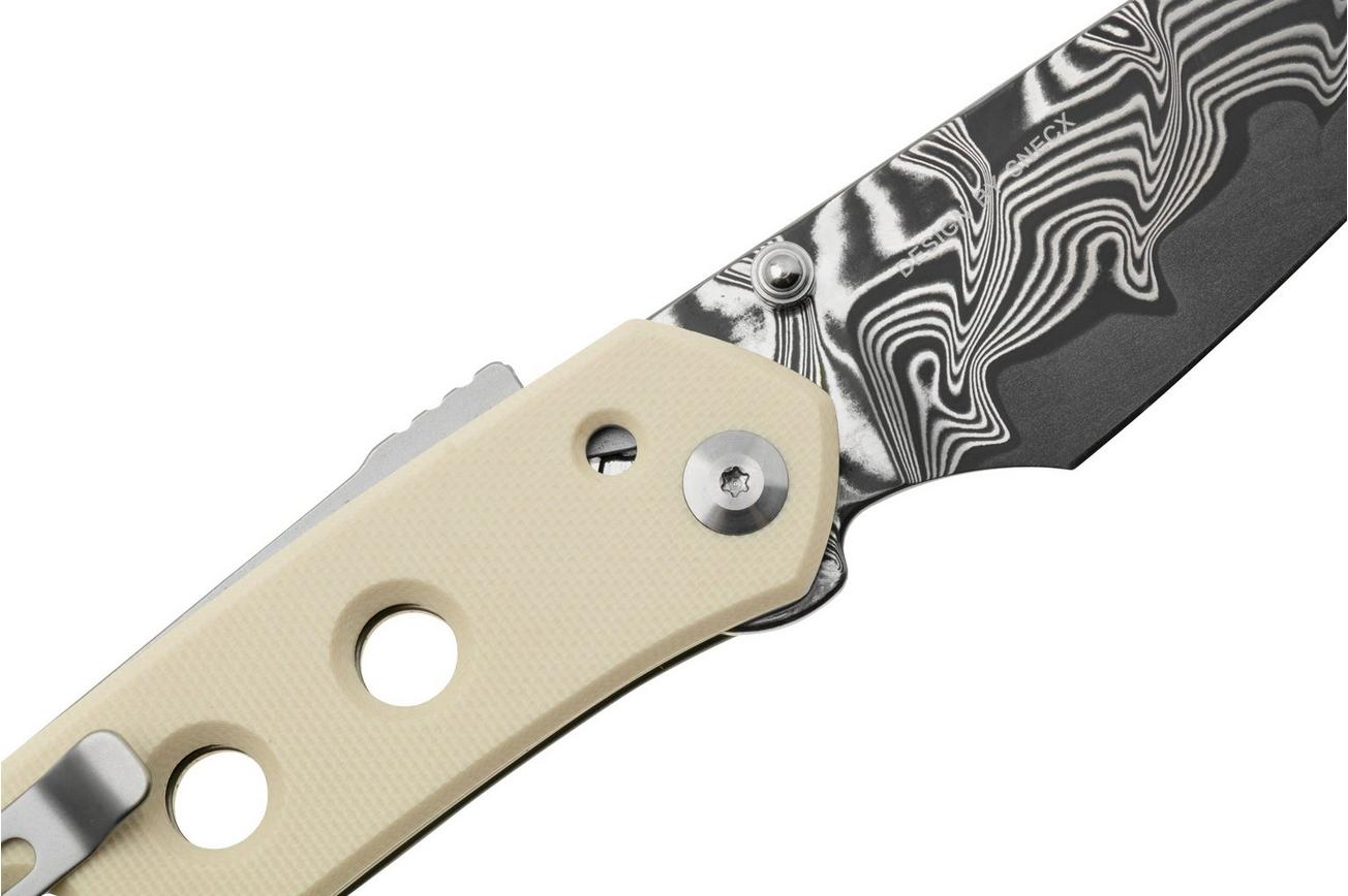 Civivi Vision FG, C22036-DS1, Damascus, Ivory G10, zakmes, Snecx Tan design