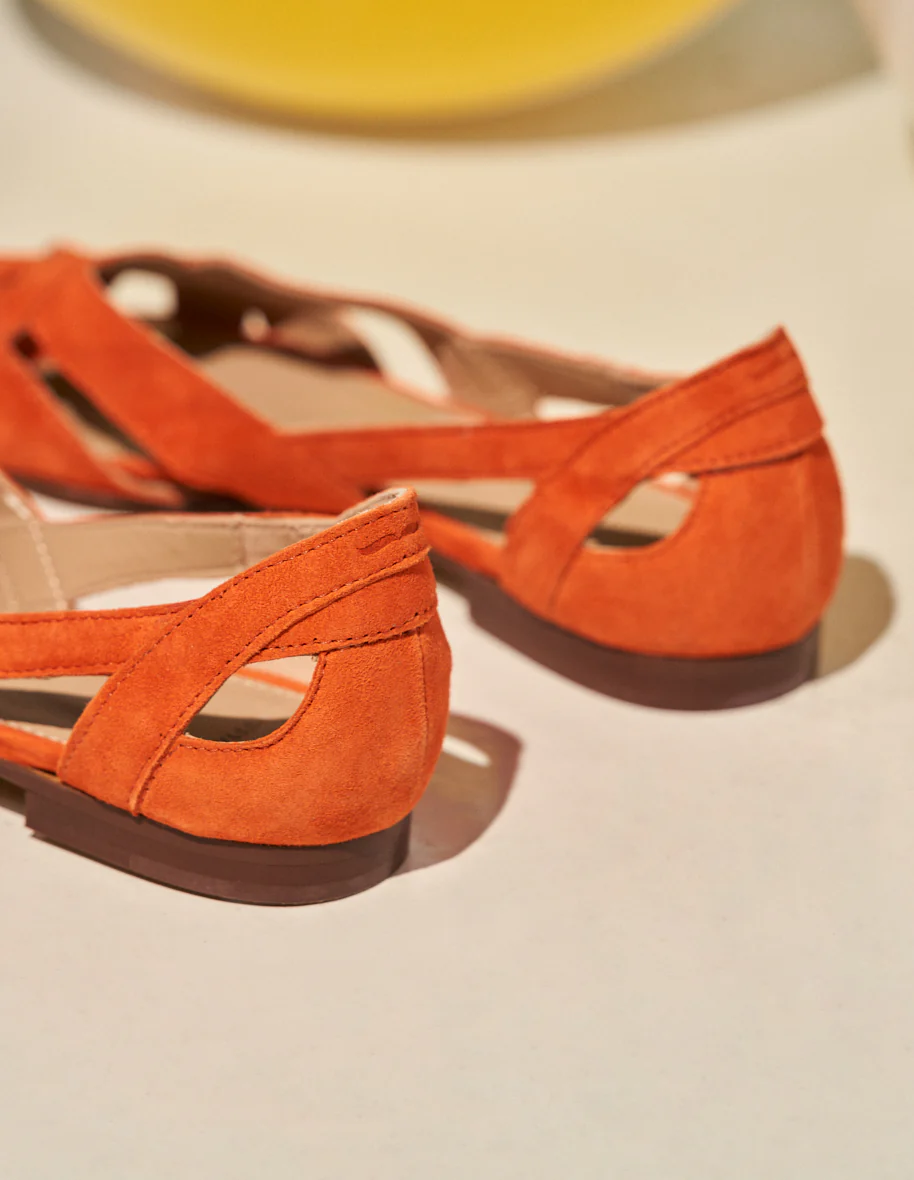Sandales plates Clémentine - Suède orange