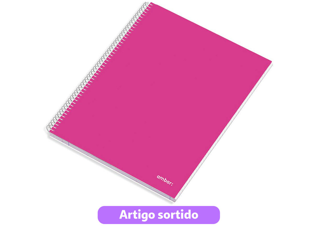 CADERNO ESPIRAL CAPA DURA A4 SCHOOL AMBAR PAUTADO 120 FOLHAS CORES SORTIDAS