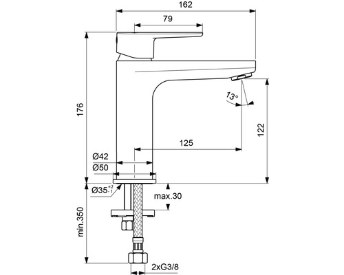 Ideal Standard CERAFINE O zijdezwart mat BC554XG wastafelkraan