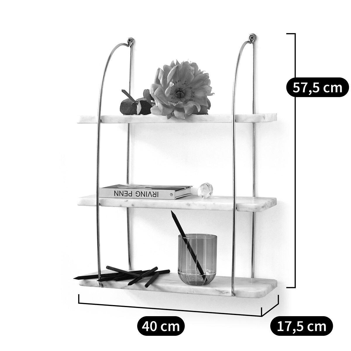 LA REDOUTE INTERIEURS<br>Prateleira em mármore e latão L40 cm, Fitia