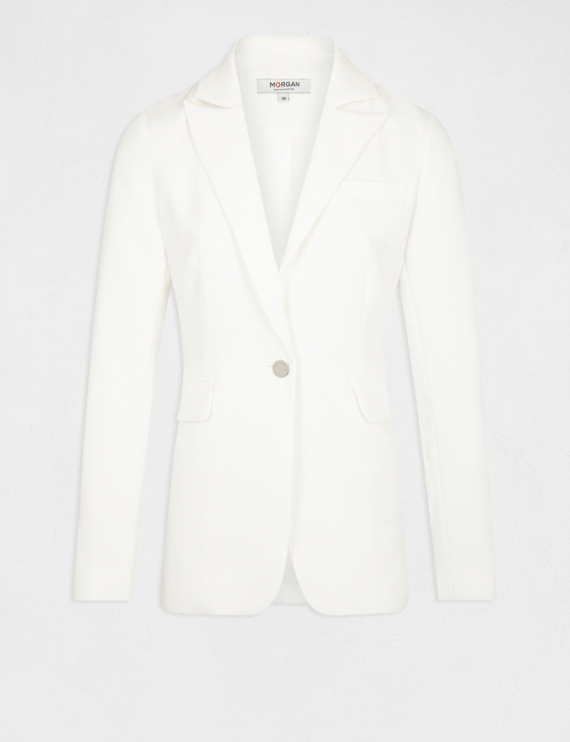 Veste city cintrée col cranté à revers ecru femme - ecru