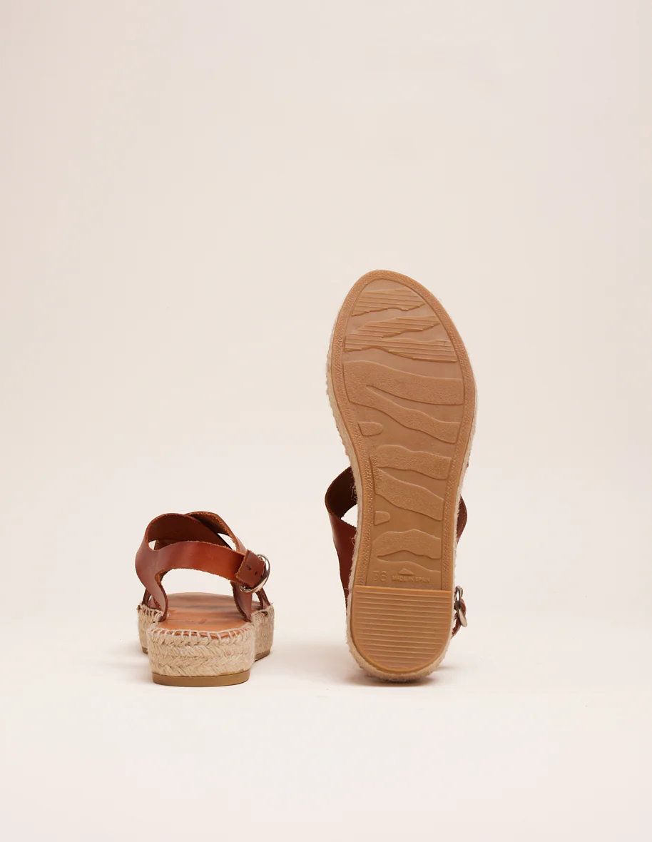 Espadrilles plates Chantal - Cuir cognac