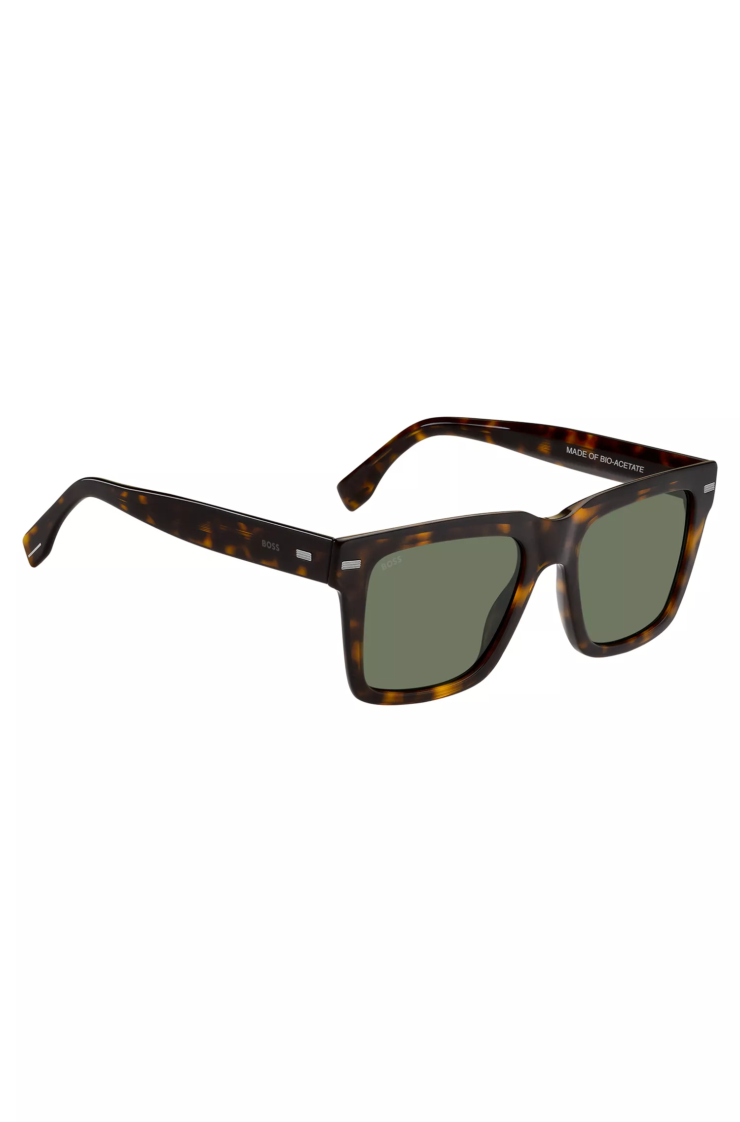 Óculos de sol BOSS em bioacetato preto-Havana com rebites estampados.